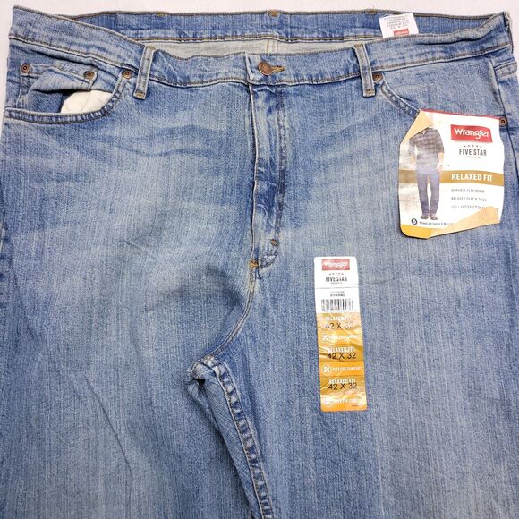Wrangler Casual Button Zip Denim Medium Wash Jeans Mens Size 42x32 Blue - Picture 1 of 11